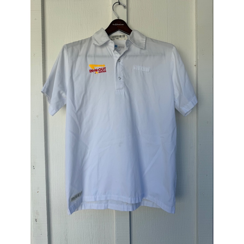 In-N-Out Burger Employee Uniform Shirt Mens Large White Short Sleeve HPI Work